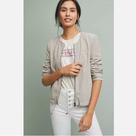 New Anthropologie Bagatelle Perforated Suede Bomber Jacket size XL MSRP: $320